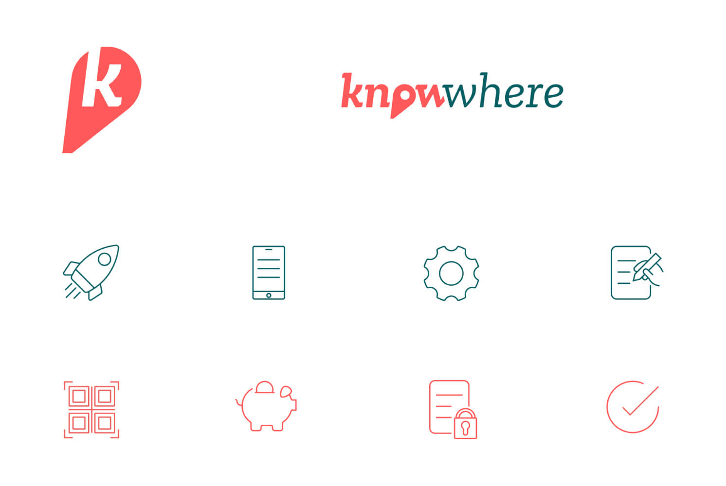 Knowwhere Designelemente Icons und Logo