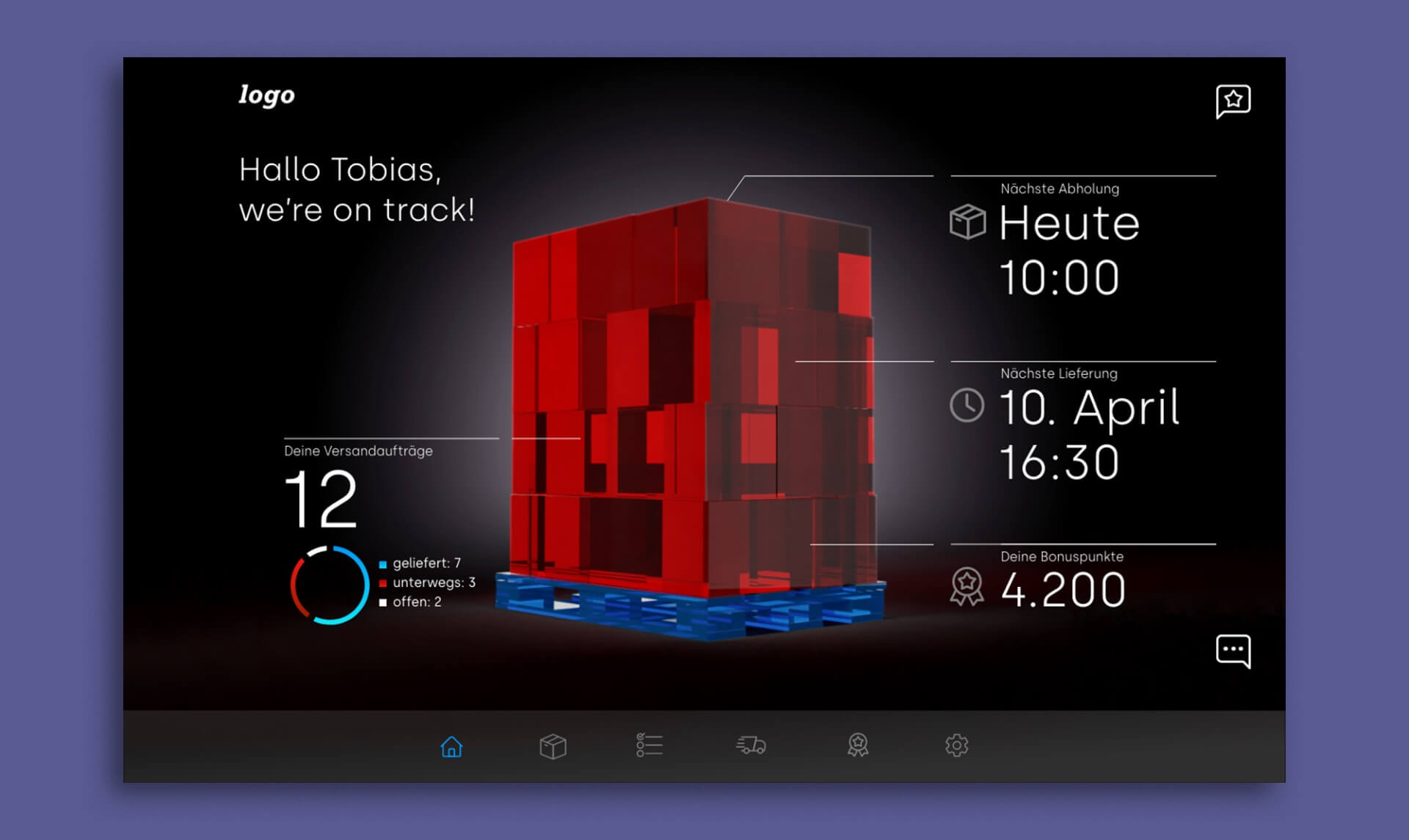 Web-App Logistikportal Dashboard